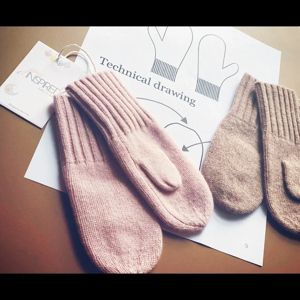 Pure merino wool mittens for baby girl, christmas gift, organic wool. size 9-12m